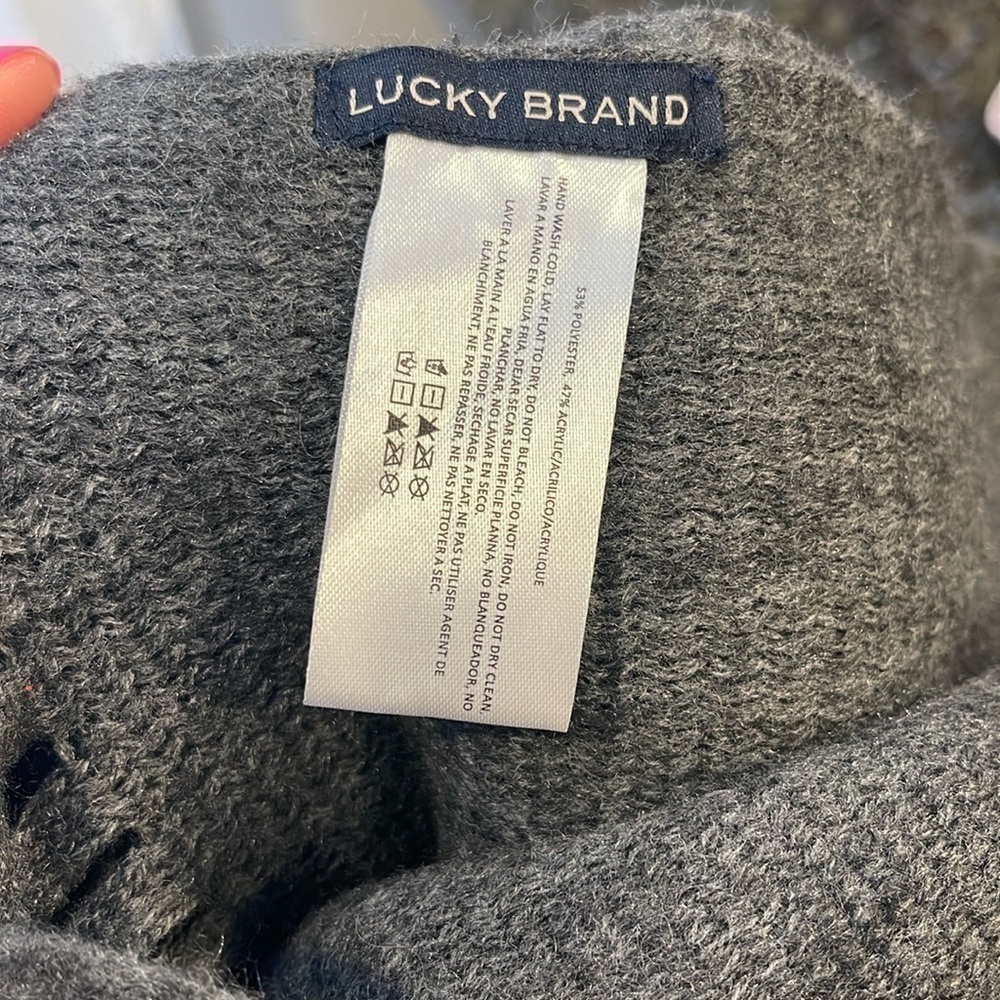 Lucky Brand Solid Brushed Scarf Dark Gray with Fringe - Picture 3 of 5